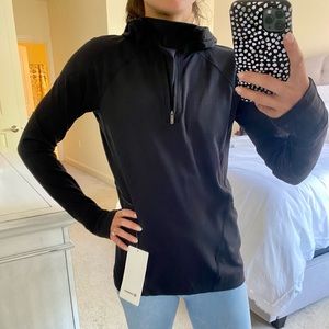 LULU LEMON BLACK 1/2 ZIP HOODIE